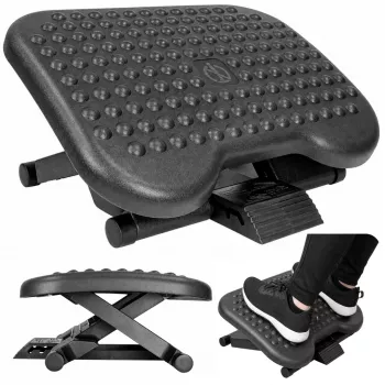 Reposapiés ergonómico ajustable LEAN para oficina con 3 niveles de masaje, negro