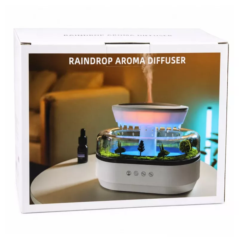 LEAN humidificador difusor de aroma efecto lluvia luz LED con fuente de alimentación