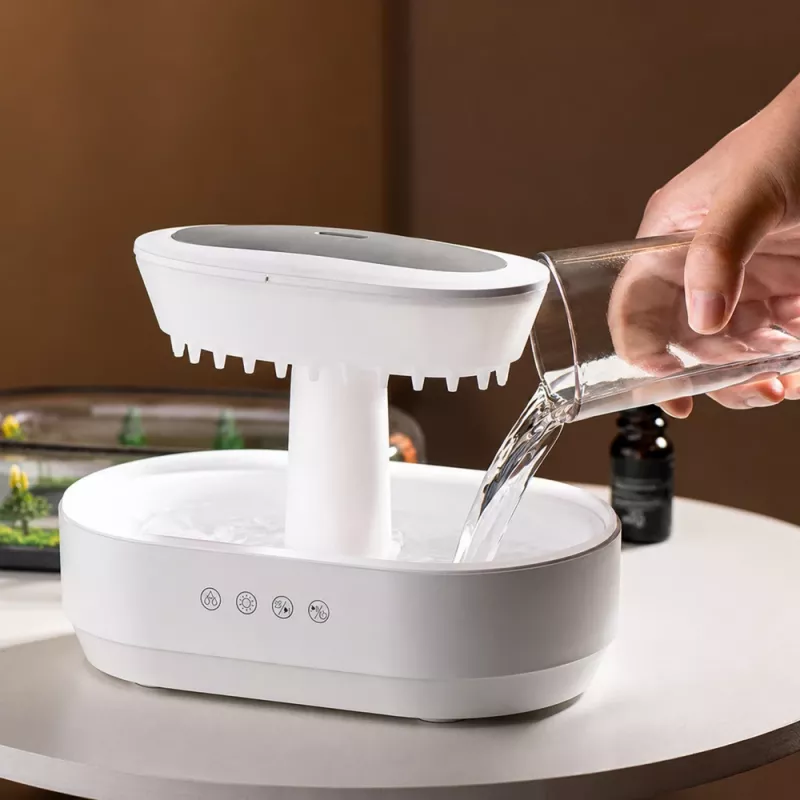 LEAN humidificador difusor de aroma efecto lluvia luz LED con fuente de alimentación