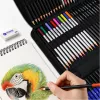 LEAN Set de dibujo y boceto, set completo de 74 piezas con lápices de grafito, lápices de colores, pasteles al óleo, carboncillo y estuche con cremallera