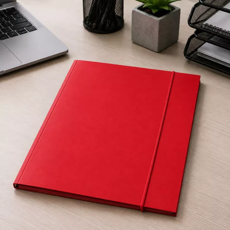 LEAN Carpeta de cartón con goma, plastificada, A4, 300 g/m², roja