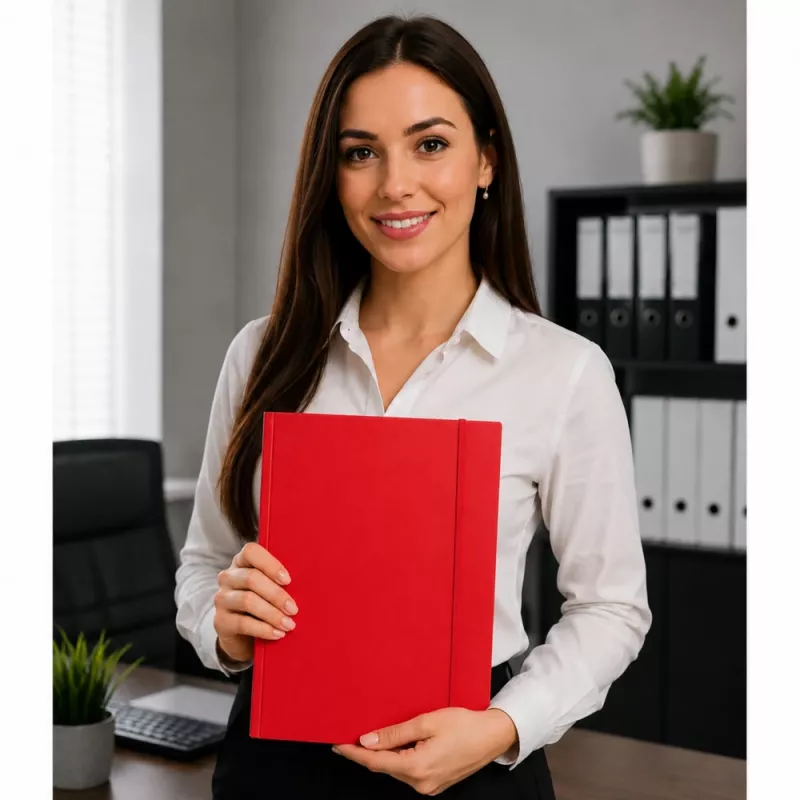 LEAN Carpeta de cartón con goma, plastificada, A4, 300 g/m², roja