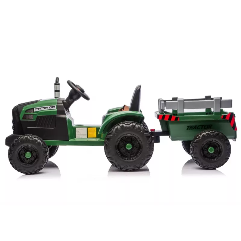 LEAN CARS 24V tractor a batería con remolque verde oscuro - CH9959B