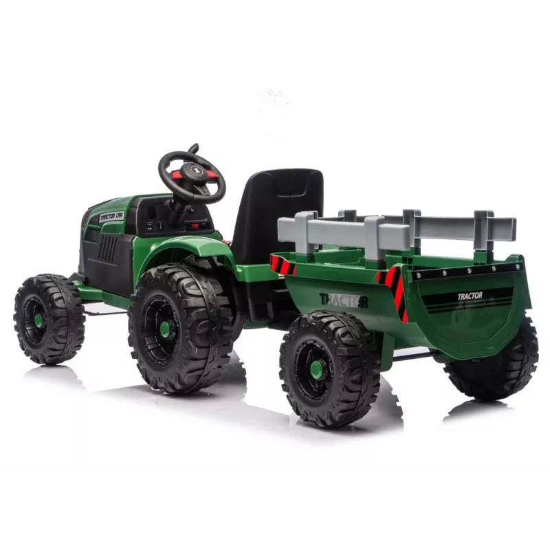 LEAN CARS 24V tractor a batería con remolque verde oscuro - CH9959B