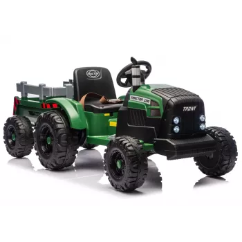 LEAN CARS 24V tractor a batería con remolque verde oscuro - CH9959B