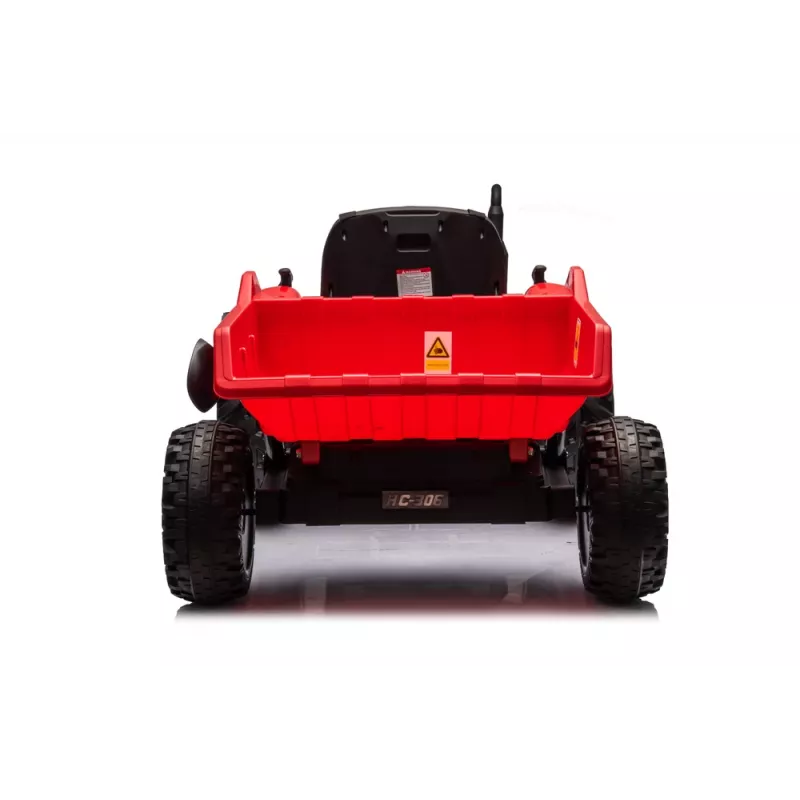 Tractor a batería LEAN CARS 24V HC-306 rojo con remolque