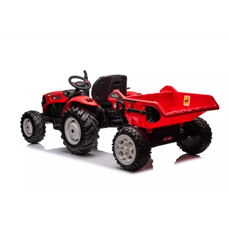 Tractor a batería LEAN CARS 24V HC-306 rojo con remolque