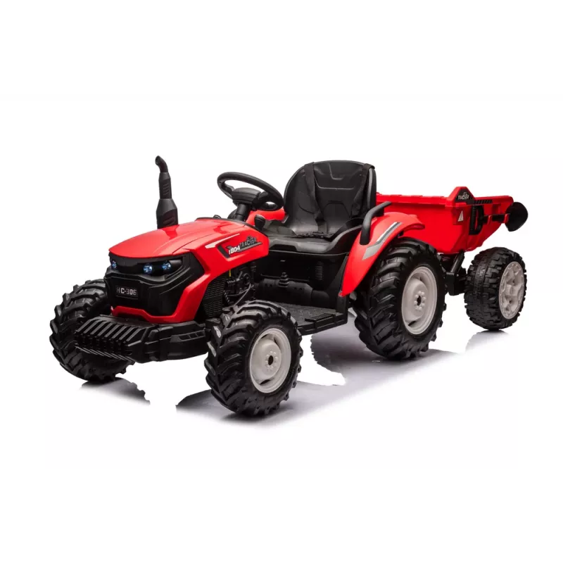Tractor a batería LEAN CARS 24V HC-306 rojo con remolque