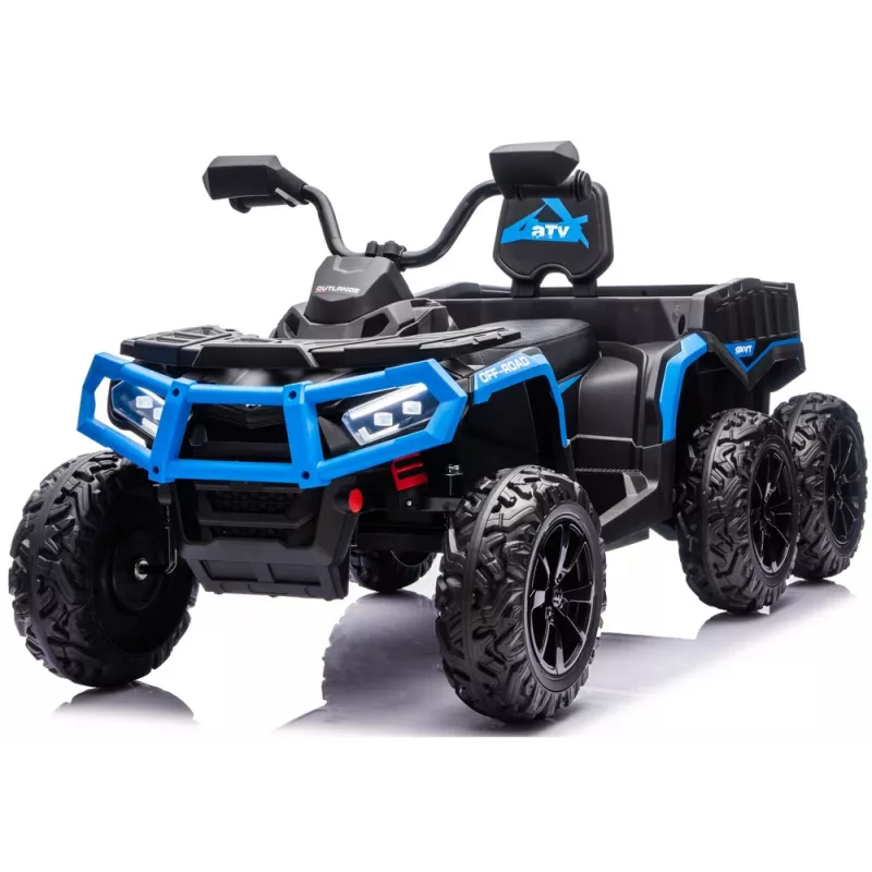 LEAN CARS Quad ATV a batería 6 ruedas con remolque JC606 24V 4x4 azul