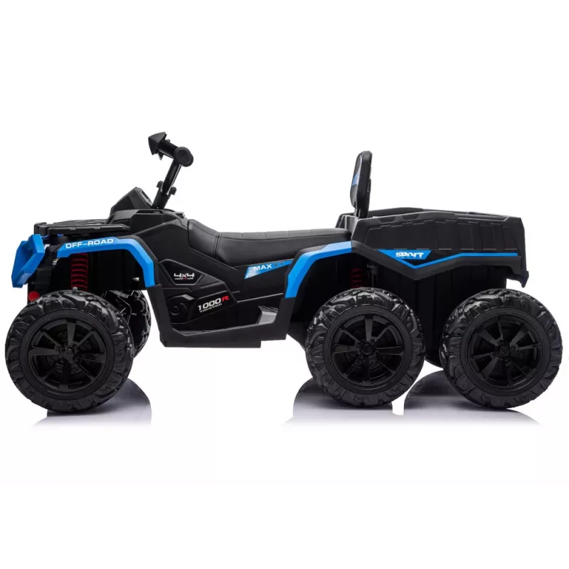 LEAN CARS Quad ATV a batería 6 ruedas con remolque JC606 24V 4x4 azul