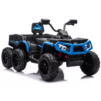 LEAN CARS Quad ATV a batería 6 ruedas con remolque JC606 24V 4x4 azul