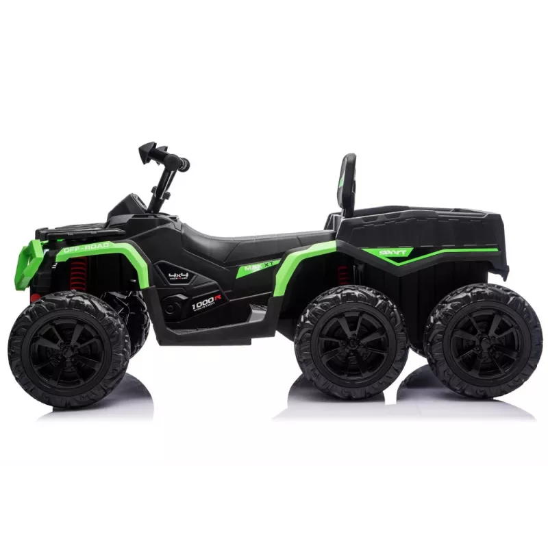 LEAN CARS Quad ATV a batería 6 ruedas con remolque JC606 24V 4x4 verde
