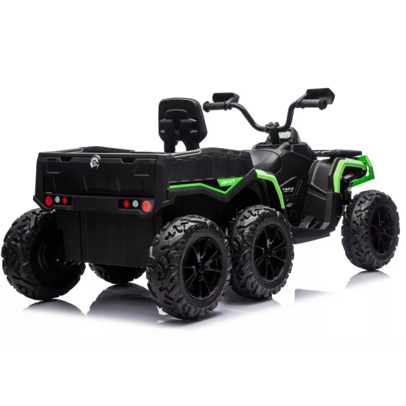 LEAN CARS Quad ATV a batería 6 ruedas con remolque JC606 24V 4x4 verde