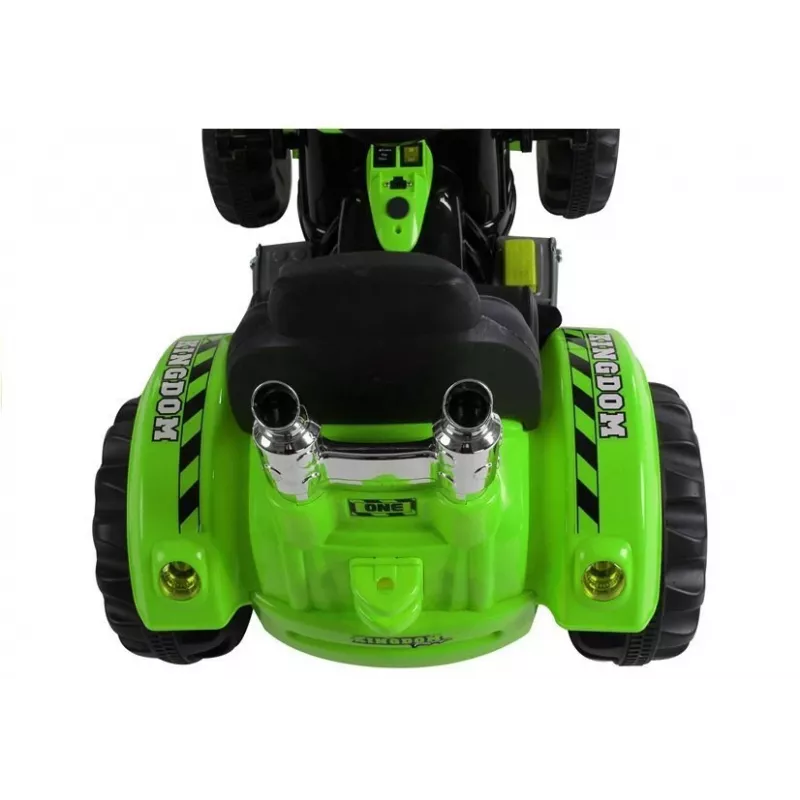 LEAN CARS Tractor a batería con caja trasera, excavadora, verde 3404