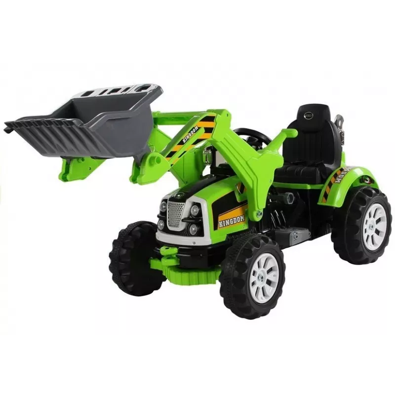 LEAN CARS Tractor a batería con caja trasera, excavadora, verde 3404