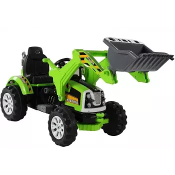 LEAN CARS Tractor a batería con caja trasera, excavadora, verde 3404