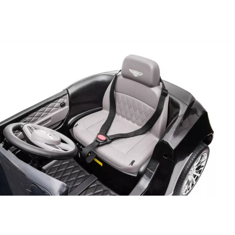 LEAN CARS Bentley Mulsanne Coche eléctrico infantil, 12V, negro brillante, mando a distancia, MP3, luces LED, ruedas EVA, 3-6 años, máx. 30 kg