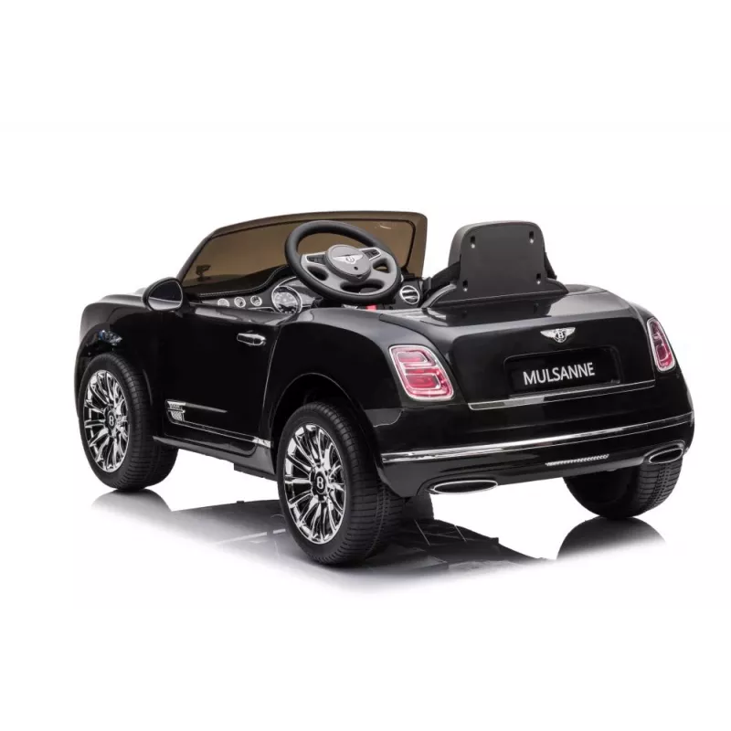 LEAN CARS Bentley Mulsanne Coche eléctrico infantil, 12V, negro brillante, mando a distancia, MP3, luces LED, ruedas EVA, 3-6 años, máx. 30 kg