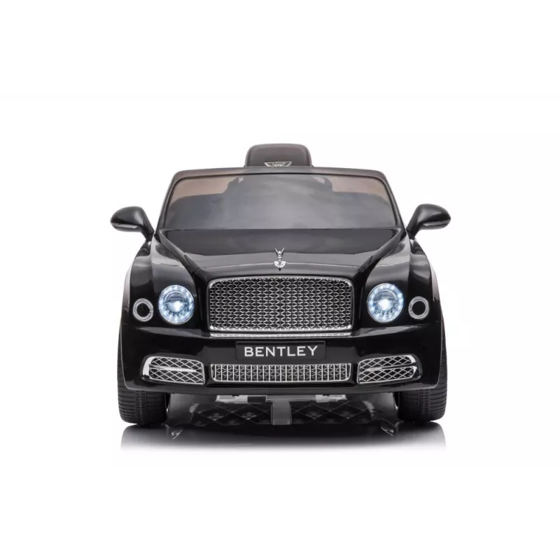 LEAN CARS Bentley Mulsanne Coche eléctrico infantil, 12V, negro brillante, mando a distancia, MP3, luces LED, ruedas EVA, 3-6 años, máx. 30 kg
