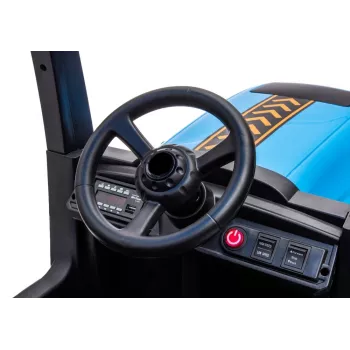 LEAN CARS Tractor con batería A011 24V Azul – Coche eléctrico para niños con 2 motores de 200W, mando a distancia, luces LED, Bluetooth
