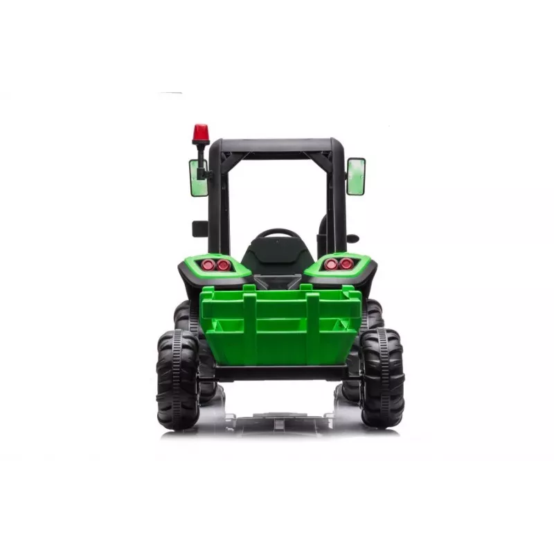 Tractor a batería LEAN CARS BLT-206 verde con remolque desmontable, vehículo infantil 12V para 3-8 años, 2x45W, ruedas EVA, mando a distancia