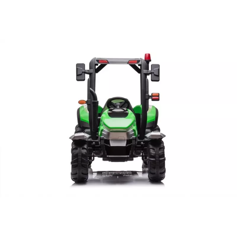 Tractor a batería LEAN CARS BLT-206 verde con remolque desmontable, vehículo infantil 12V para 3-8 años, 2x45W, ruedas EVA, mando a distancia