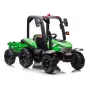 Tractor a batería LEAN CARS BLT-206 verde con remolque desmontable, vehículo infantil 12V para 3-8 años, 2x45W, ruedas EVA, mando a distancia