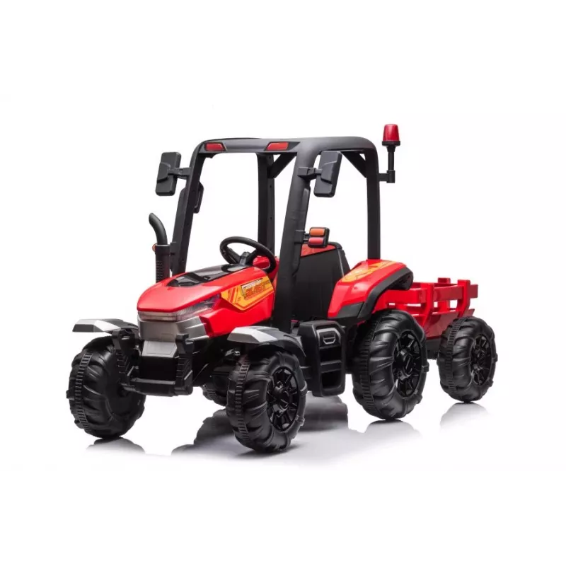 Tractor a batería LEAN CARS BLT-206 rojo, 12V 7Ah, 2x35W, coche eléctrico infantil con mando a distancia y remolque