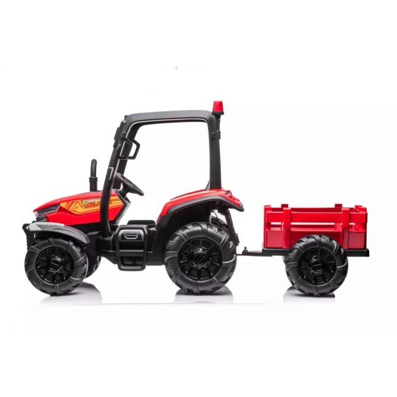 Tractor a batería LEAN CARS BLT-206 rojo, 12V 7Ah, 2x35W, coche eléctrico infantil con mando a distancia y remolque
