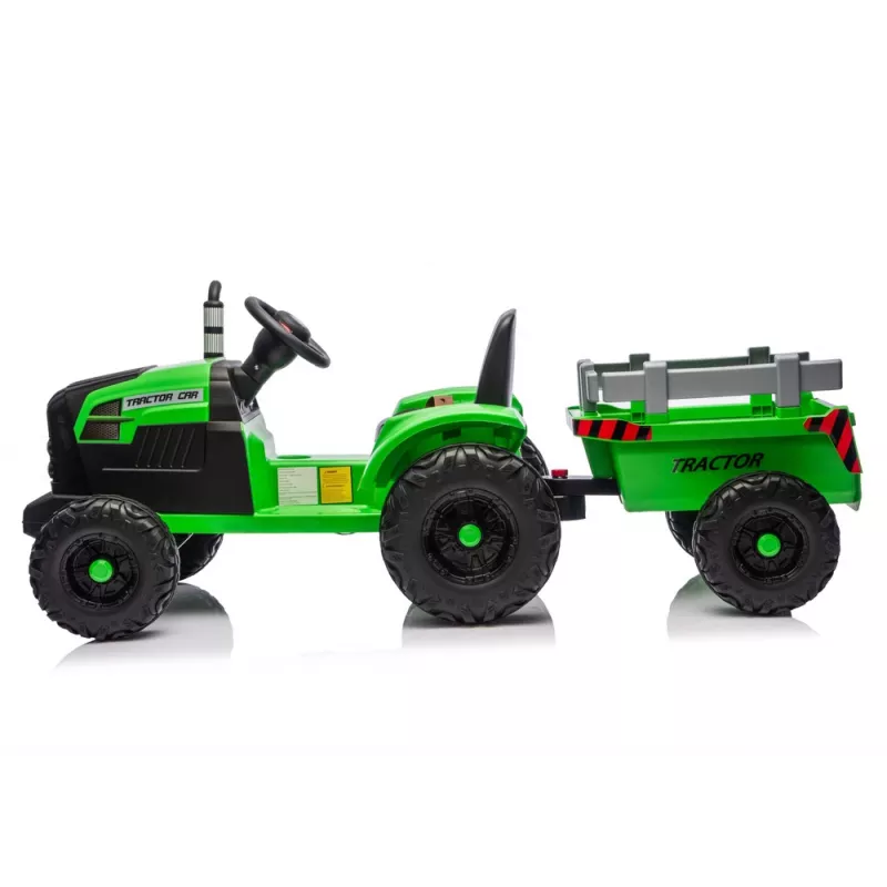 LEAN CARS CH9959B Tractor a Batería con Remolque Verde Claro 24V