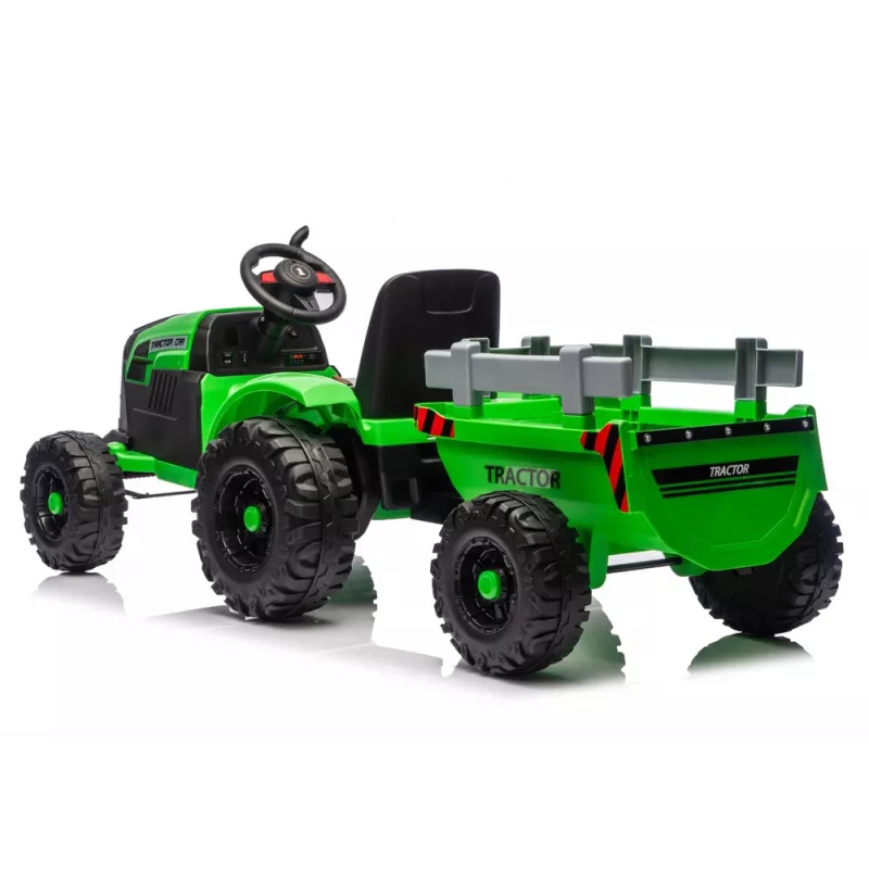 LEAN CARS CH9959B Tractor a Batería con Remolque Verde Claro 24V