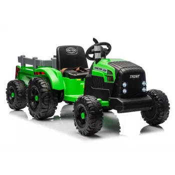 LEAN CARS CH9959B Tractor a Batería con Remolque Verde Claro 24V