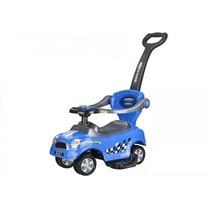 LEAN CARS Coupe Car Manual Ride On con asa para empujar de padres - Azul