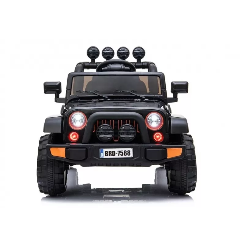 LEAN CARS Jeep infantil eléctrico BRD-7588 con luces LED, MP3, mando a distancia, negro 4x4