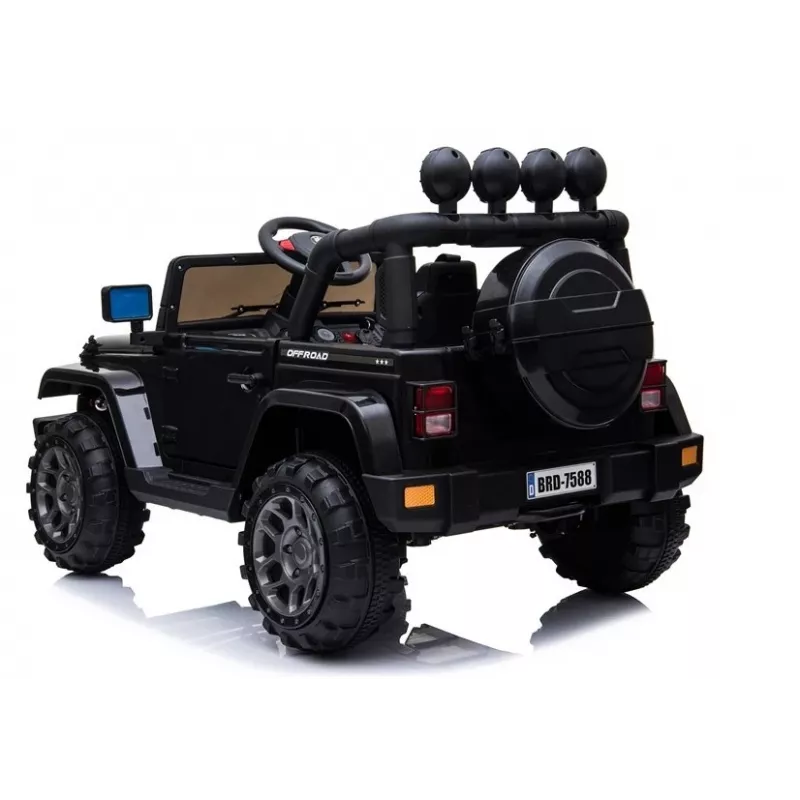 LEAN CARS Jeep infantil eléctrico BRD-7588 con luces LED, MP3, mando a distancia, negro 4x4