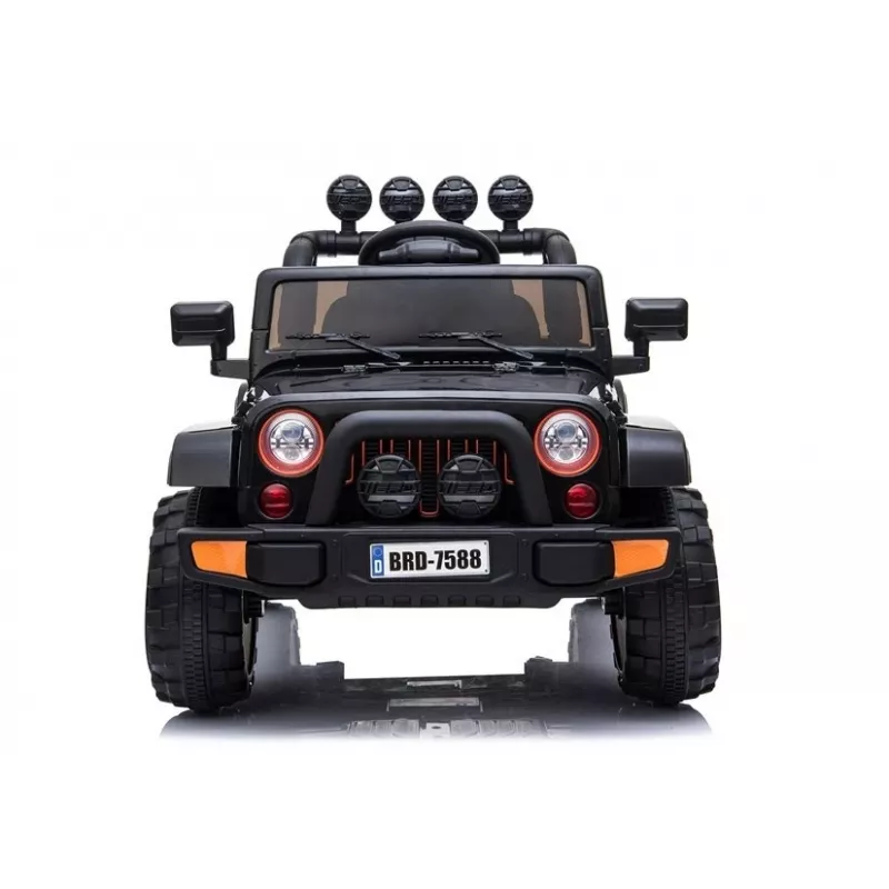 LEAN CARS Jeep infantil eléctrico BRD-7588 con luces LED, MP3, mando a distancia, negro 4x4