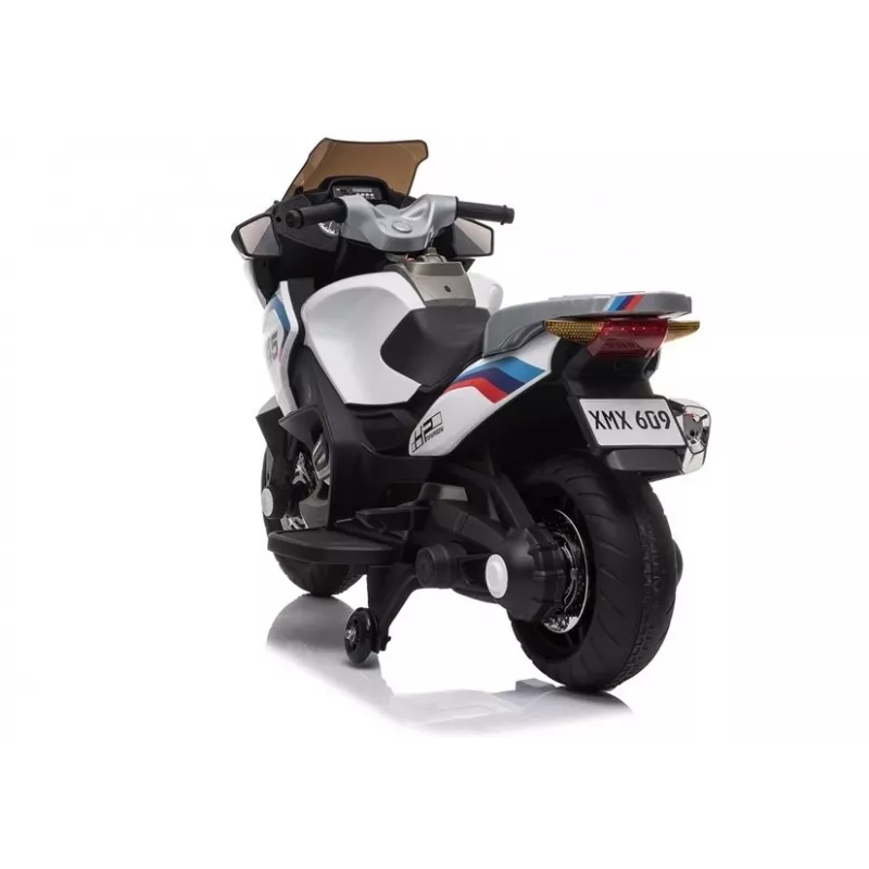LEAN CARS Moto eléctrica infantil XMX609 blanca con MP3 y luces LED