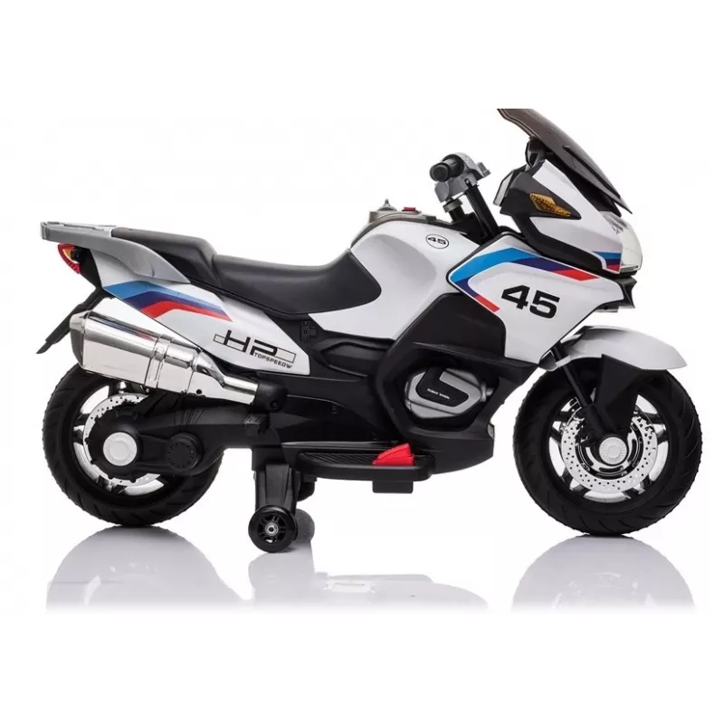 LEAN CARS Moto eléctrica infantil XMX609 blanca con MP3 y luces LED