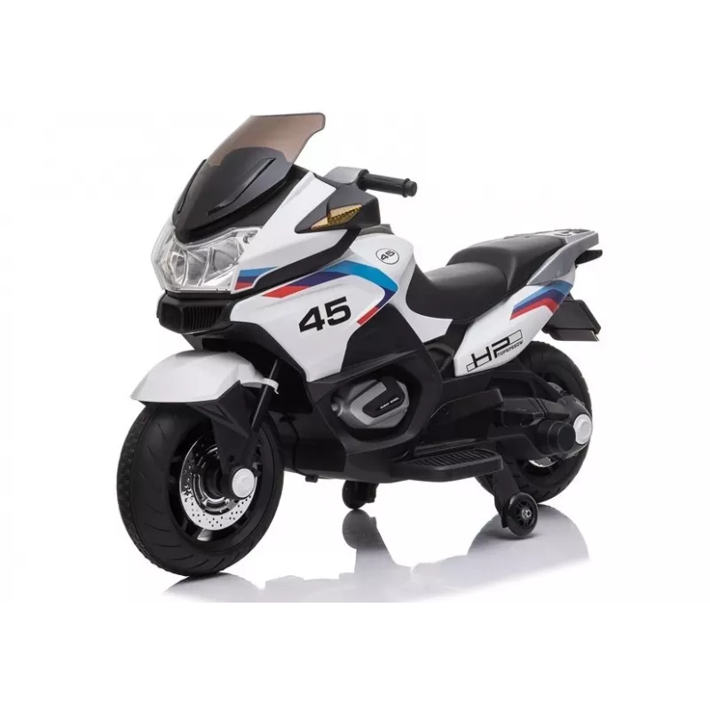 LEAN CARS Moto eléctrica infantil XMX609 blanca con MP3 y luces LED