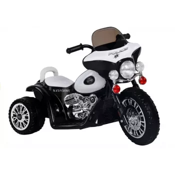 LEAN CARS Moto eléctrica infantil JT568 policía con luz LED negra