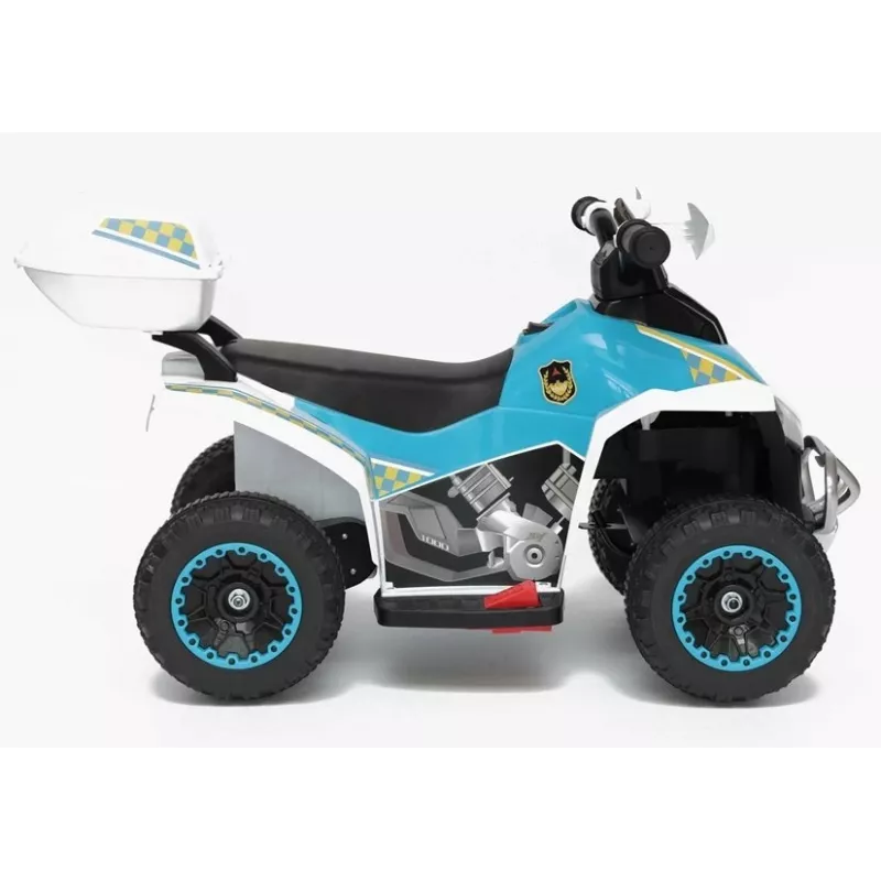 LEAN CARS Quad policía eléctrico infantil GTS1188-A blanco luces LED música espacio de almacenamiento