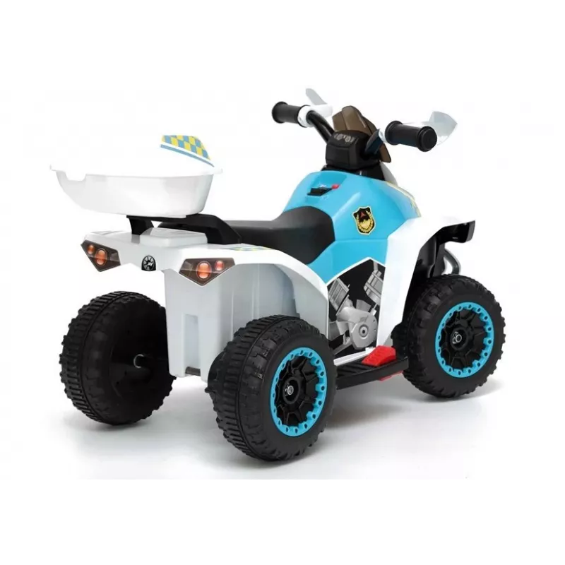 LEAN CARS Quad policía eléctrico infantil GTS1188-A blanco luces LED música espacio de almacenamiento