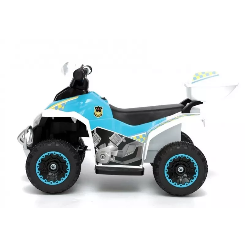 LEAN CARS Quad policía eléctrico infantil GTS1188-A blanco luces LED música espacio de almacenamiento