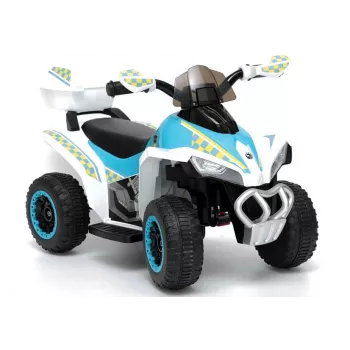 LEAN CARS Quad policía eléctrico infantil GTS1188-A blanco luces LED música espacio de almacenamiento