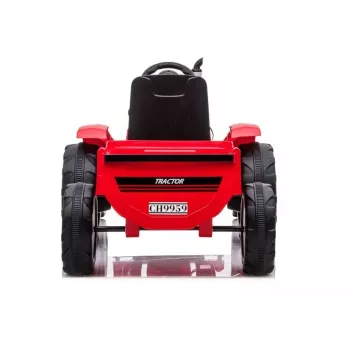 LEAN CARS Tractor eléctrico infantil CH9959 rojo con remolque, luces LED, mando a distancia, radio