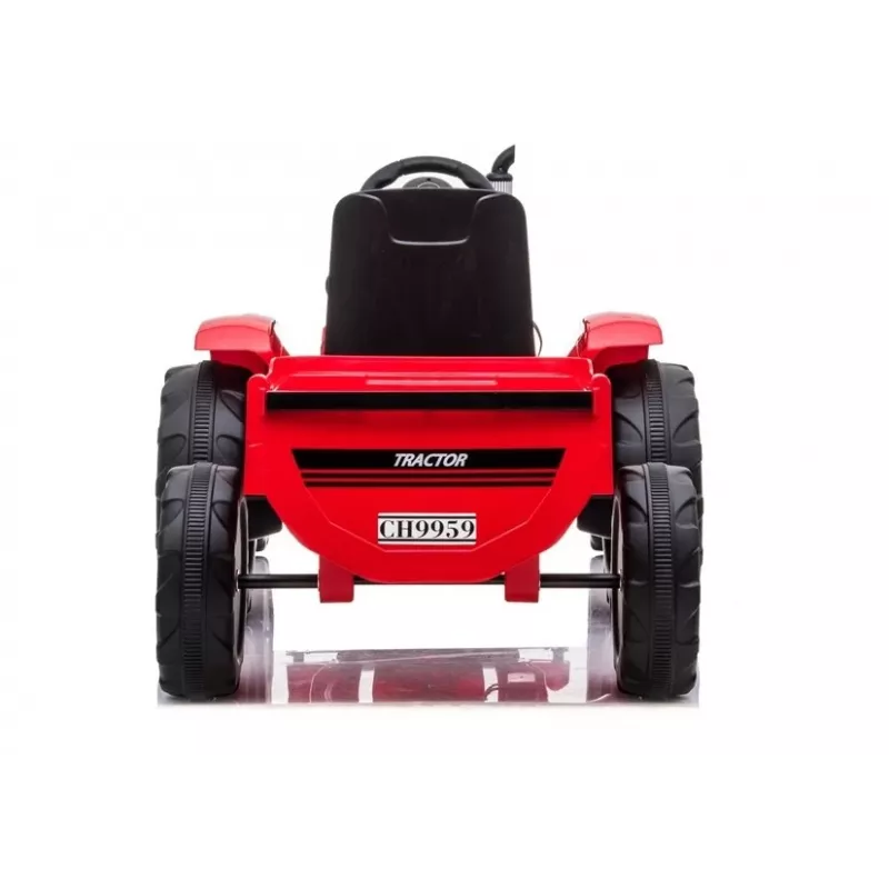 LEAN CARS Tractor eléctrico infantil CH9959 rojo con remolque, luces LED, mando a distancia, radio
