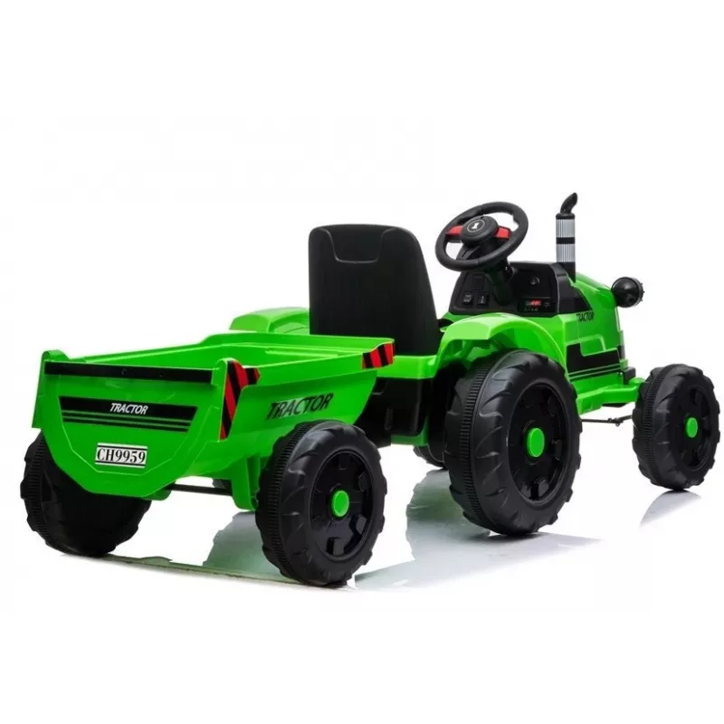 LEAN CARS Tractor eléctrico con remolque CH9959 verde