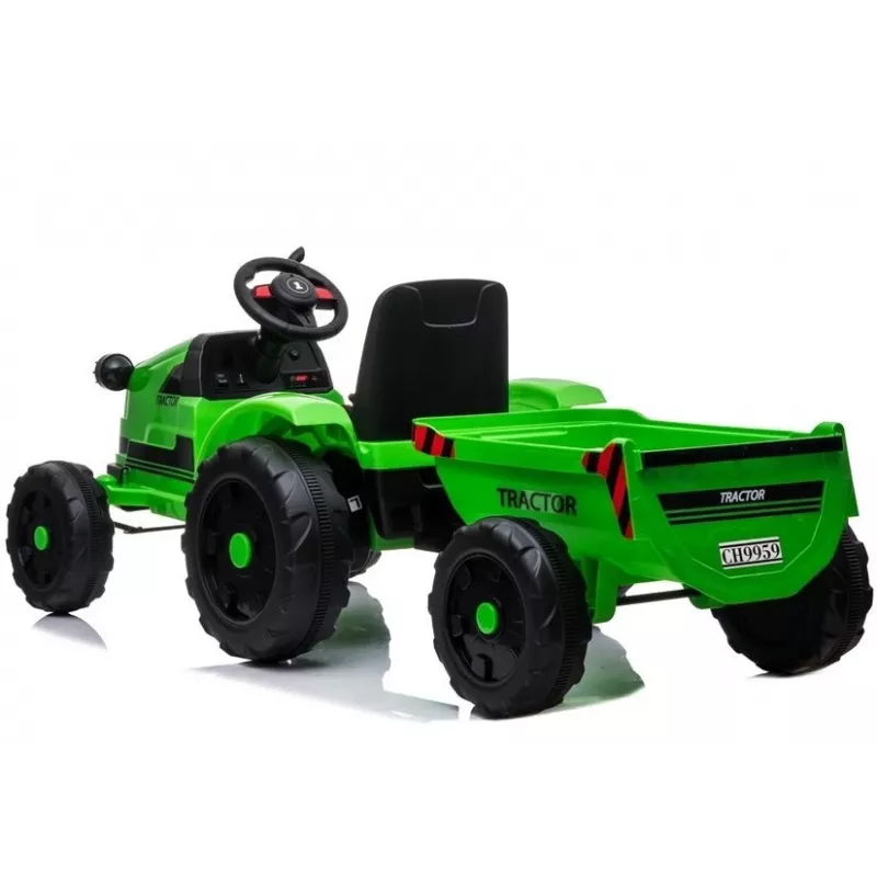 LEAN CARS Tractor eléctrico con remolque CH9959 verde