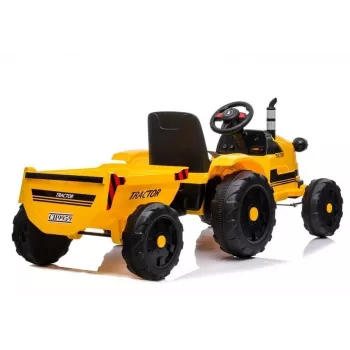 LEAN CARS Tractor eléctrico infantil con remolque CH9959 luces LED radio amarillo