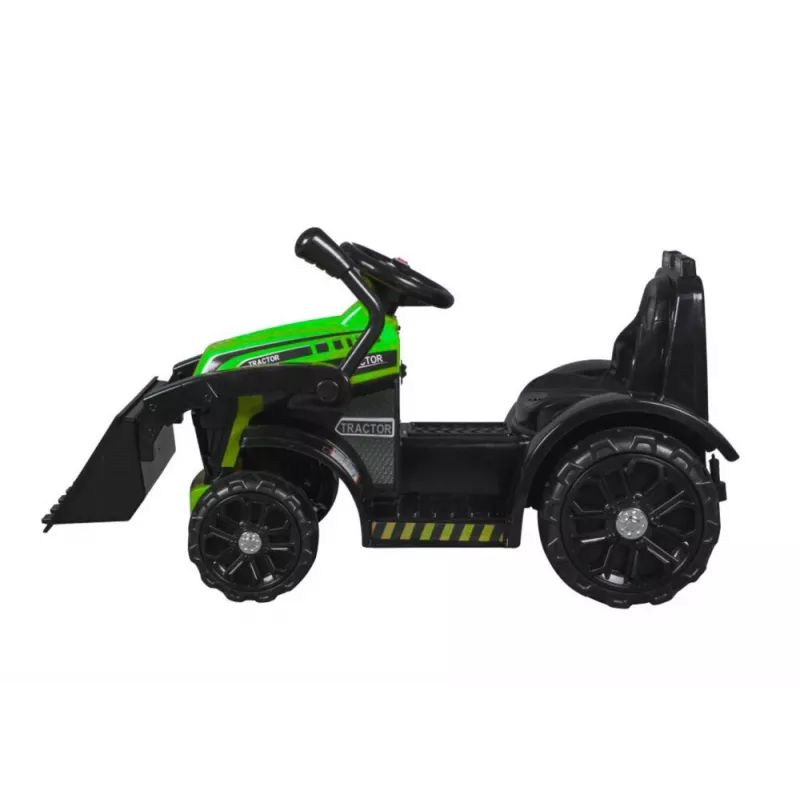 LEAN CARS Tractor eléctrico montable ZP1001B verde con pala y claxon 15140